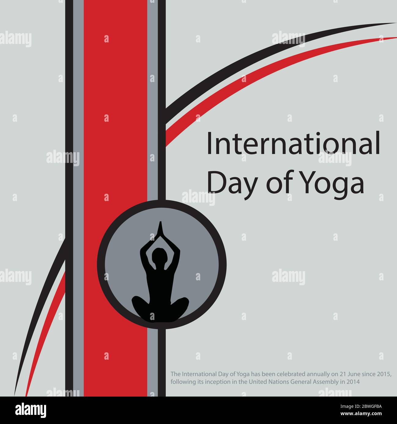 El día Internacional del Yoga se celebra anualmente el 21 de junio desde 2015, tras su creación en la Asamblea General de las Naciones Unidas en 20 Ilustración del Vector