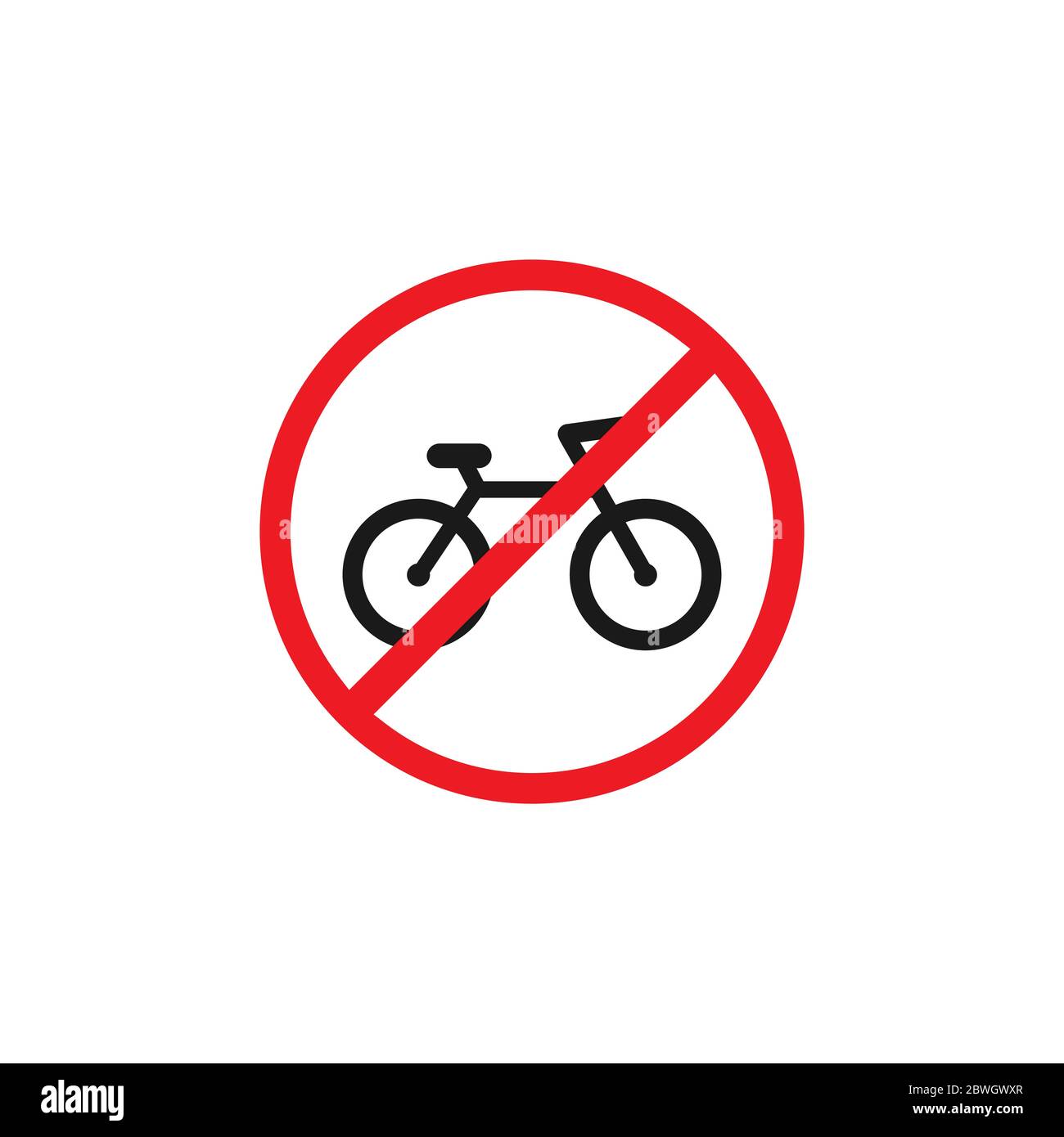 Bicicleta negra en círculo rojo icono cruzado. No hay señal de bicicleta  aislada en blanco. Ilustración vectorial. Símbolo de transporte prohibido,  no permitido Imagen Vector de stock - Alamy