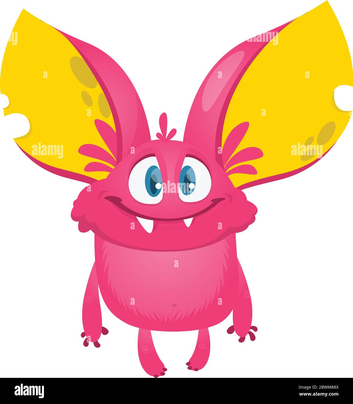 Monstruo rosa lindo con orejas grandes. Ilustración de dibujos animados  Imagen Vector de stock - Alamy