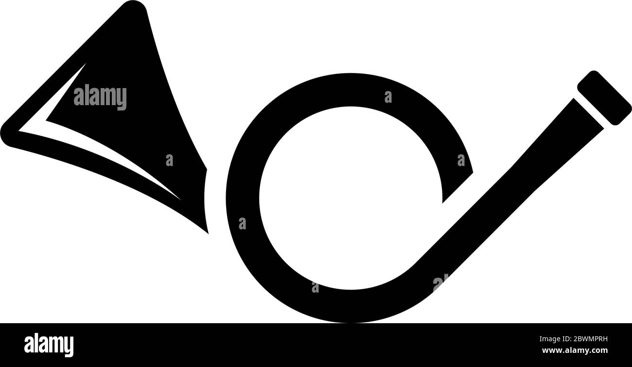 Post Horn, instrumento de música de latón, Trompeta. Ilustración del icono  de vector plano. Símbolo negro simple sobre fondo blanco. Post Horn,  instrumento de música de latón Imagen Vector de stock -