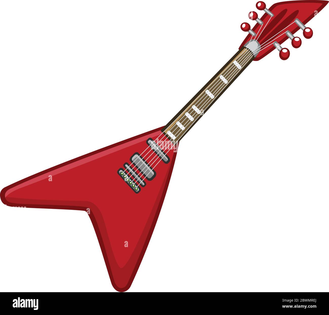 por ejemplo Talla Estoy orgulloso Dibujos animados de guitarra eléctrica. Ilustración vectorial de metal o  rock-n-roll electro guitarra. Aislado Imagen Vector de stock - Alamy