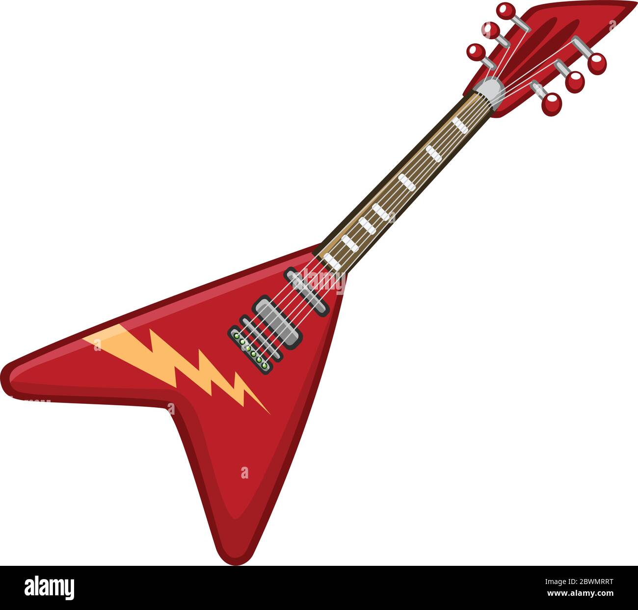 Icono de dibujos de guitarra eléctrica. vectorial de metal de concierto o rock-n-roll electro guitarra color rojo forma de triángulo Imagen Vector de stock Alamy