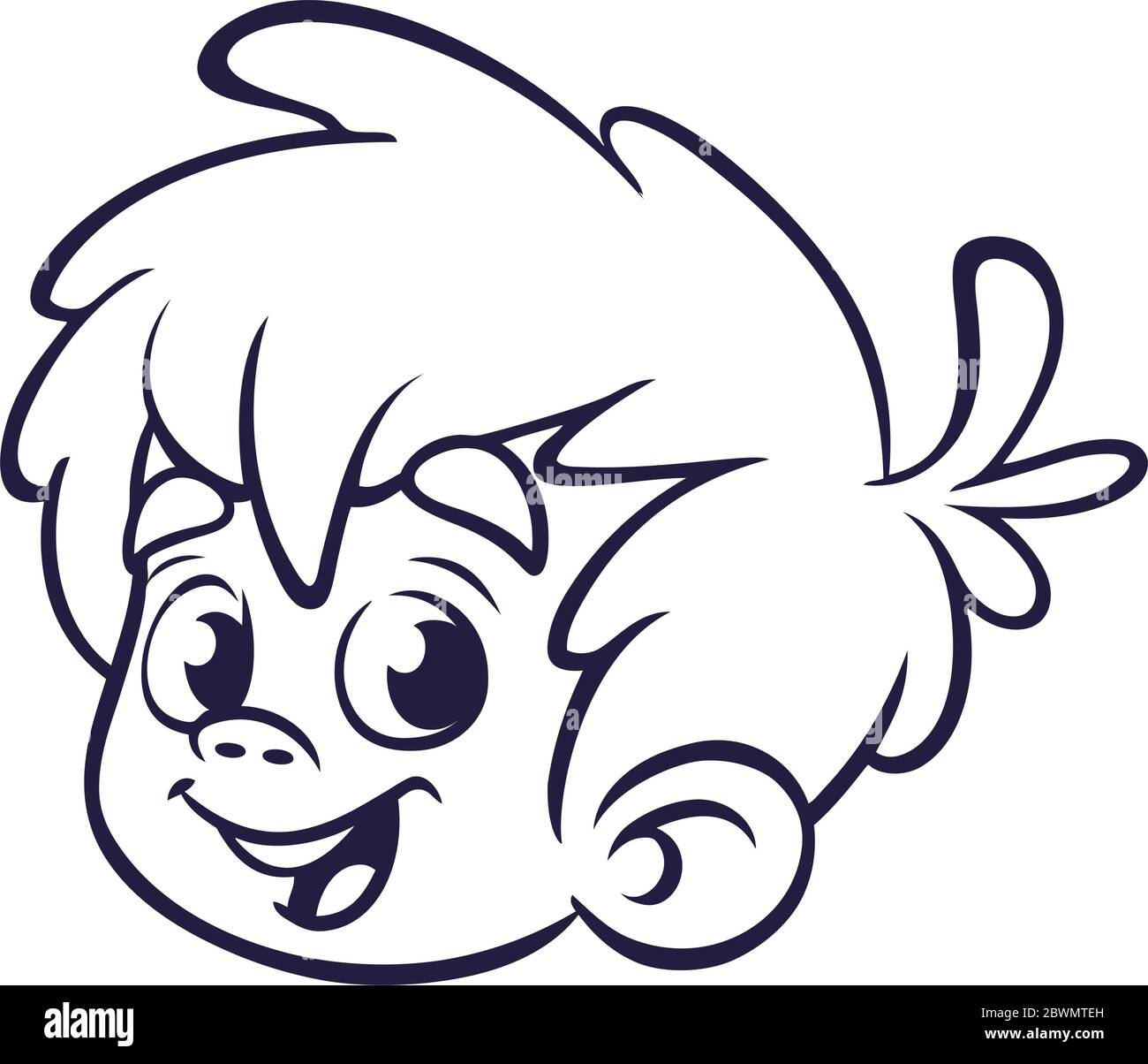 Dibujo animado de un icono de la cara de niño. Ilustración vectorial para  libro de colorear Imagen Vector de stock - Alamy