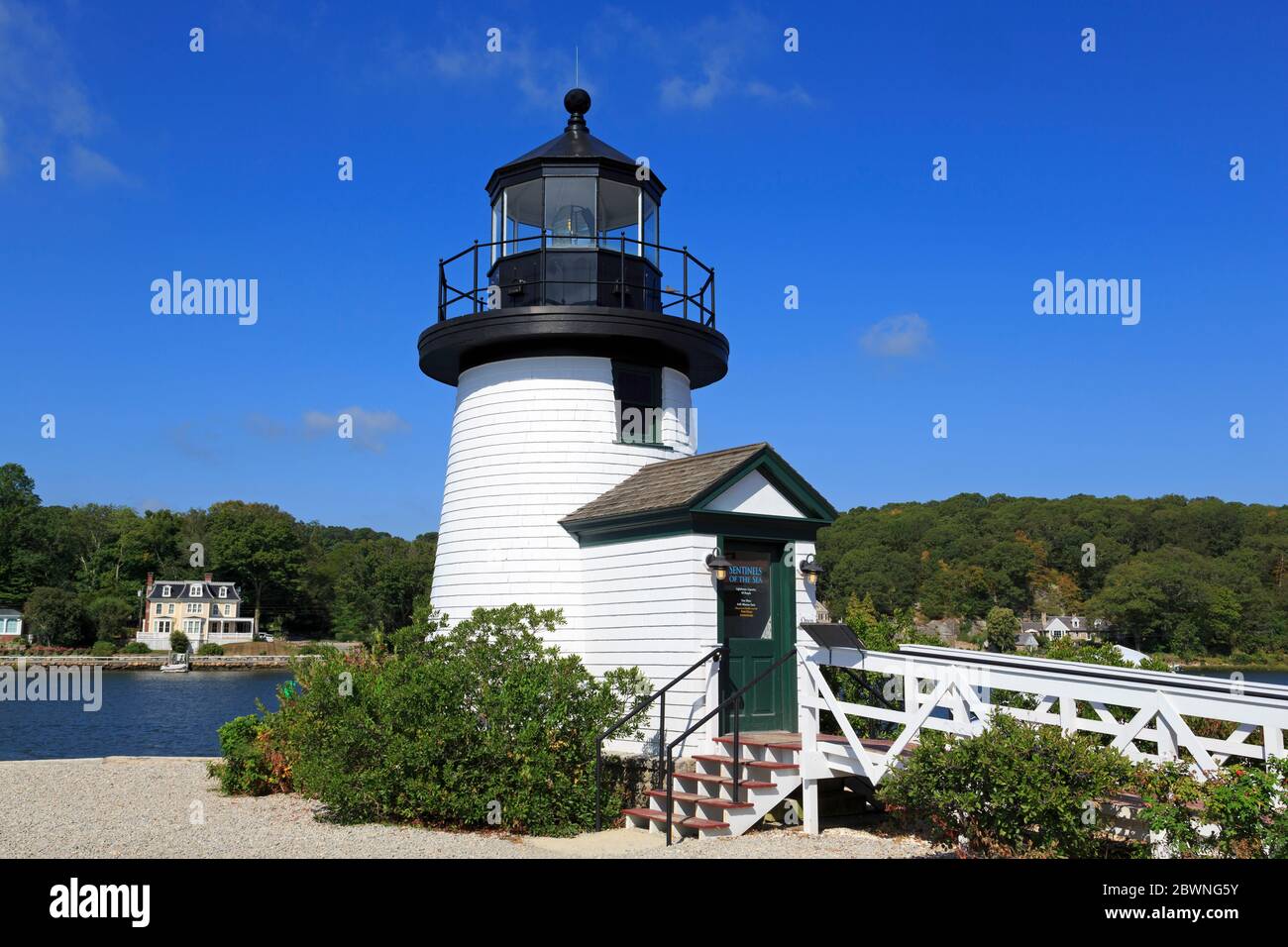 Brant Point Lighthouse, Mystic Seaport, Mystic, Connecticut, EE.UU. Foto de stock
