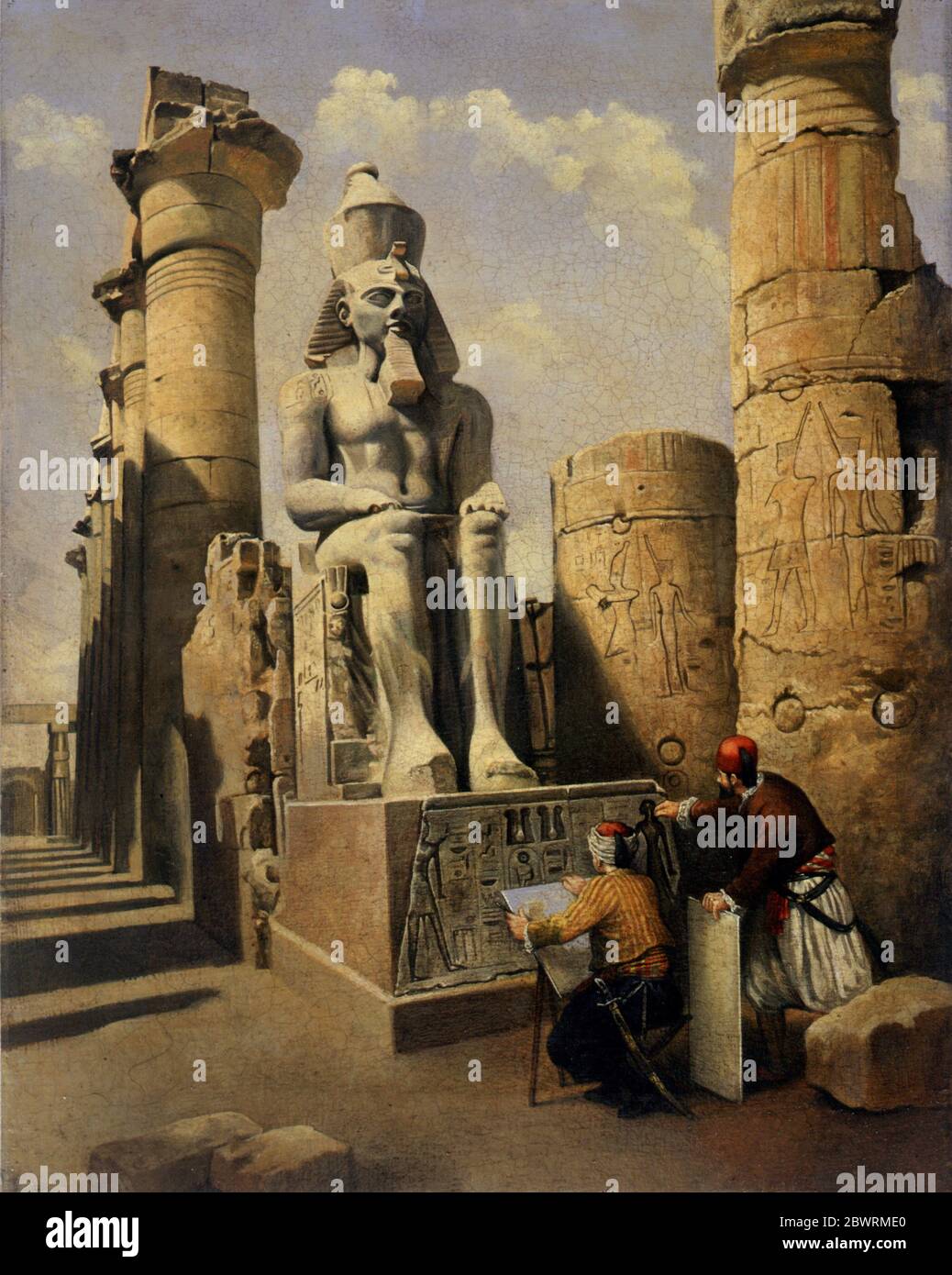 Artista dibujando la estatua del faraón en Egipto por Bob Venables Foto de stock