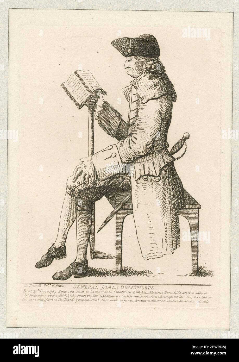 General James Oglethorpe. Lossing, Benson John, 1813-1891 (Autor) Irlanda, Samuel (d. 1800) (Artista) Irlanda, Samuel (d. 1800) (etcher). Emmet Foto de stock