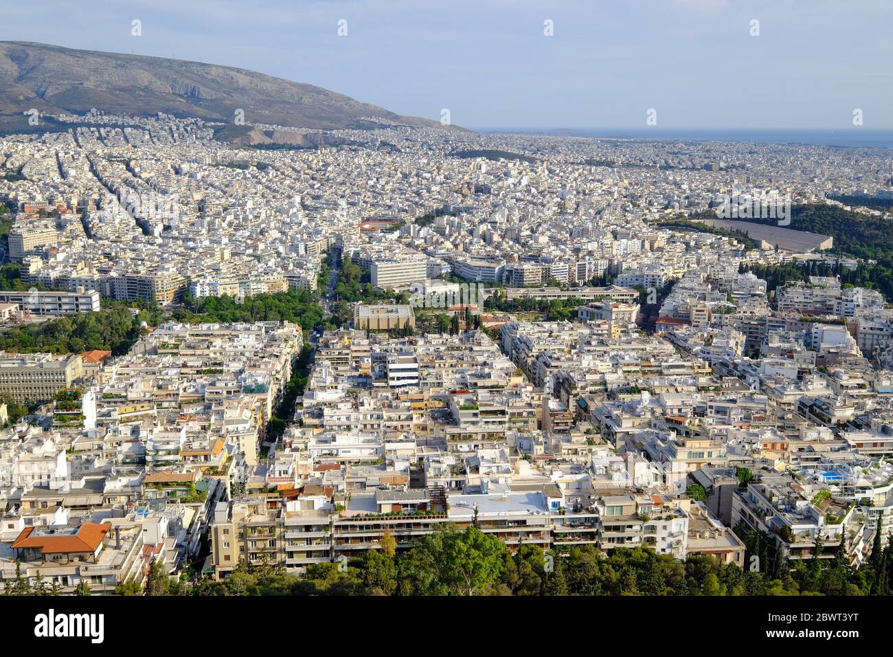 Vista de Atenas desde la cima del Monte Lycabettus, Atenas, Grecia, Europa Foto de stock