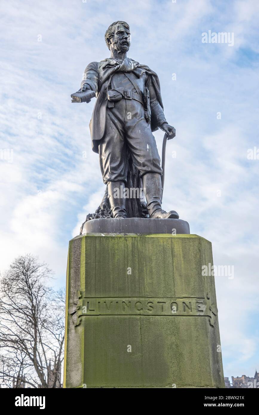David Livingstone estatua en Princes Street Gardens Edimburgo Foto de stock