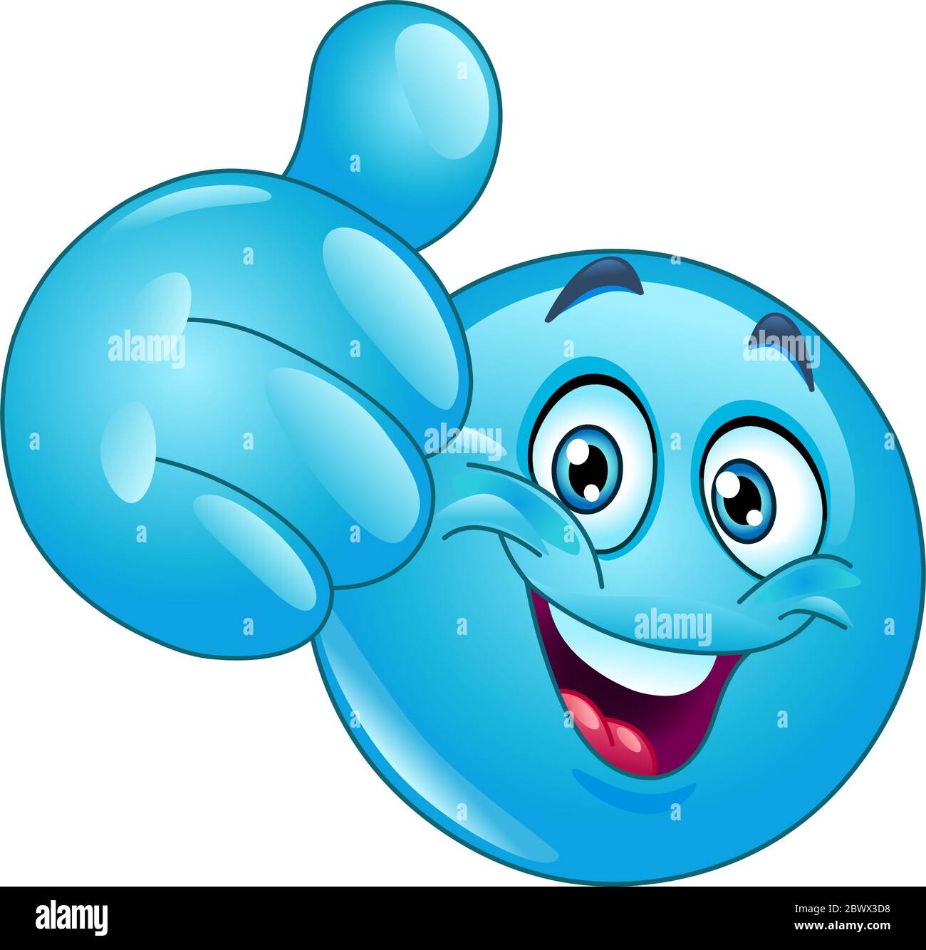 Emoticono azul mostrando el pulgar hacia