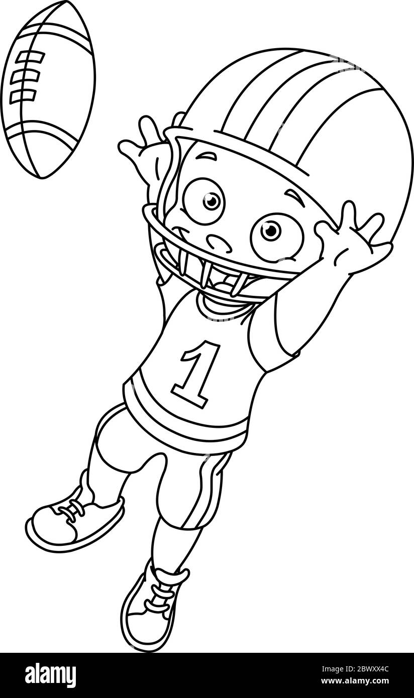Niño de fútbol bosquejado. Página de coloreado de ilustración vectorial Ilustración del Vector