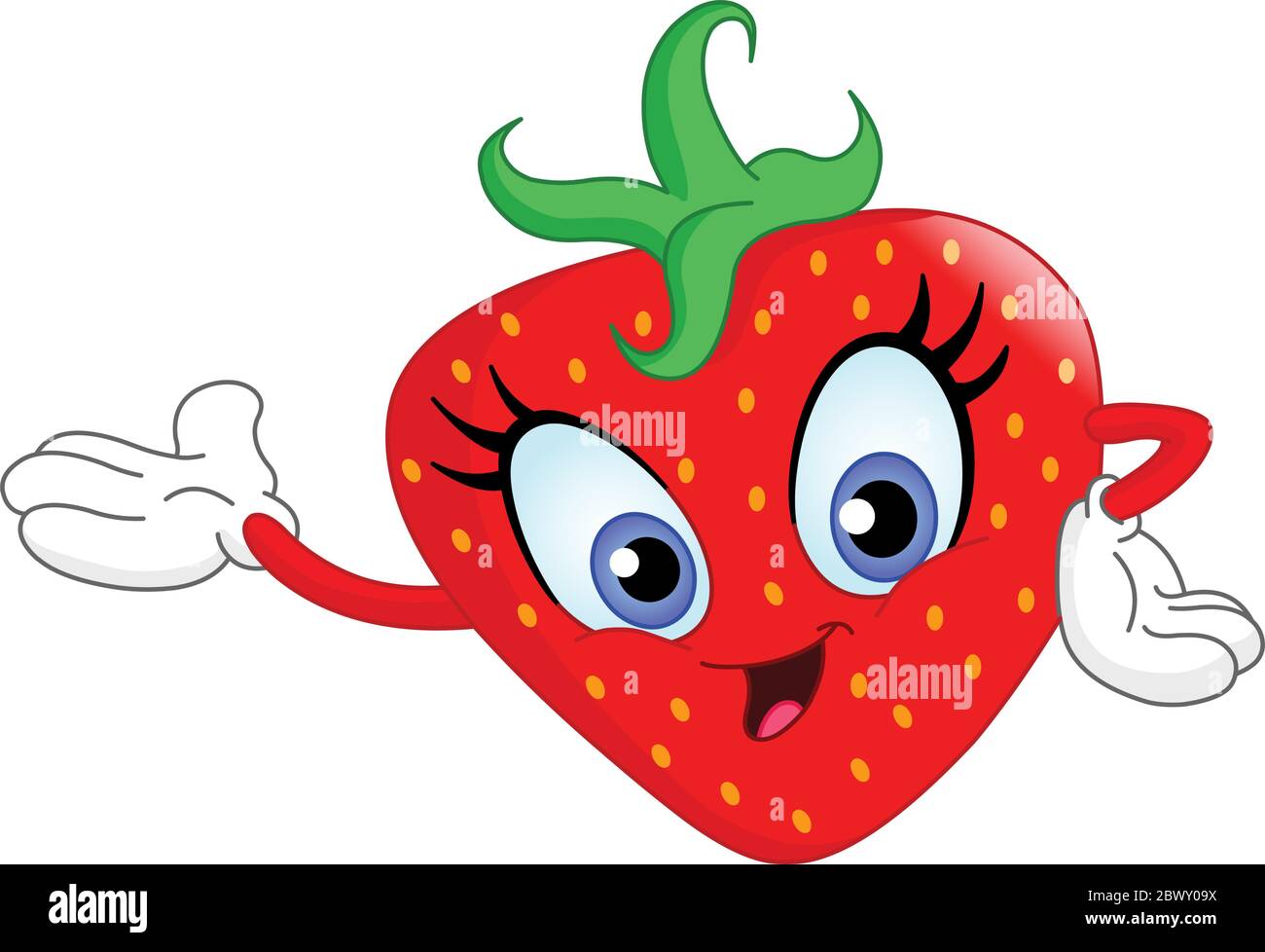 Bonita fresa de dibujos animados con su mano Imagen Vector de stock - Alamy