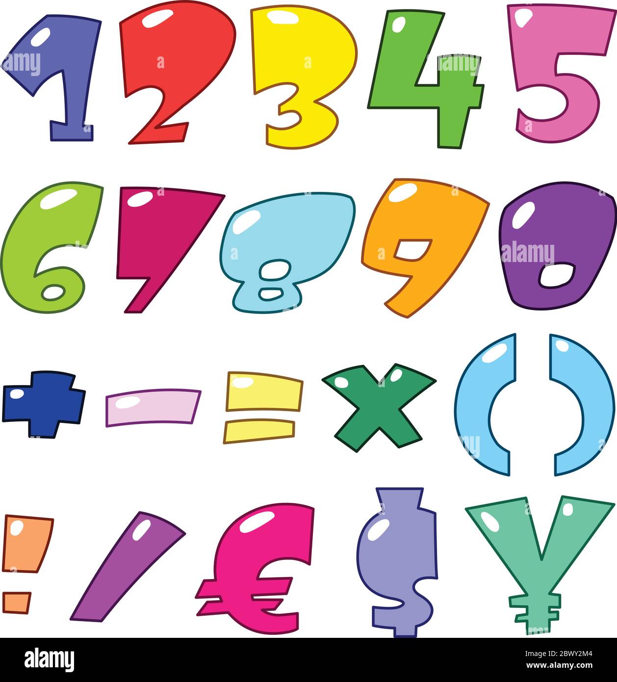 Números y signos de dibujos animados Imagen Vector de stock - Alamy