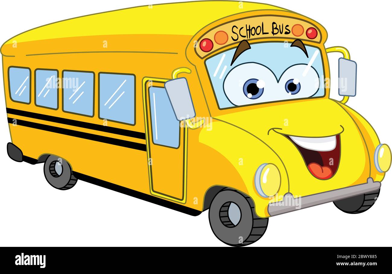 Autobús de la escuela de dibujos animados Imagen Vector de stock - Alamy