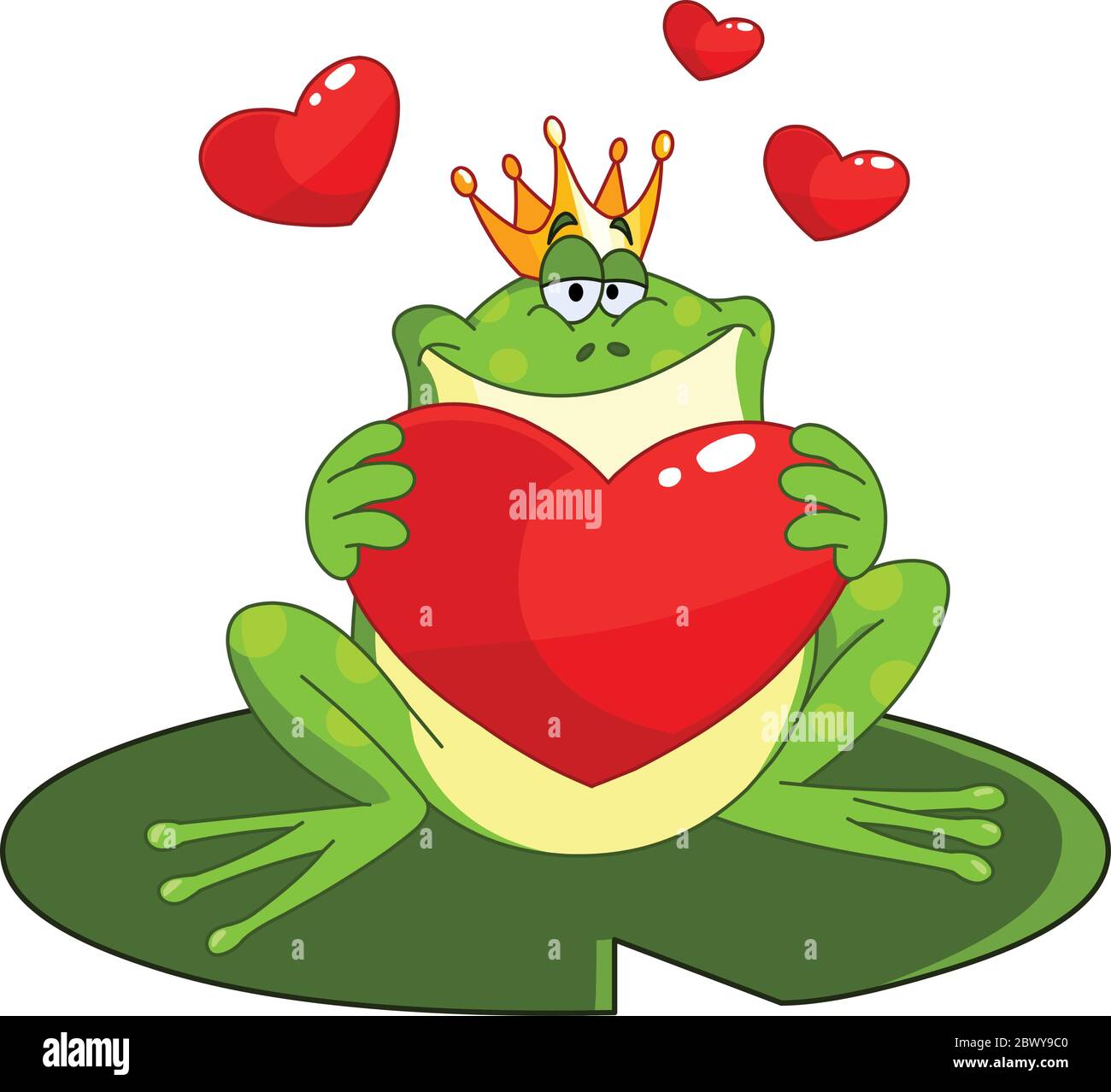 El príncipe de la rana sosteniendo un corazón Ilustración del Vector