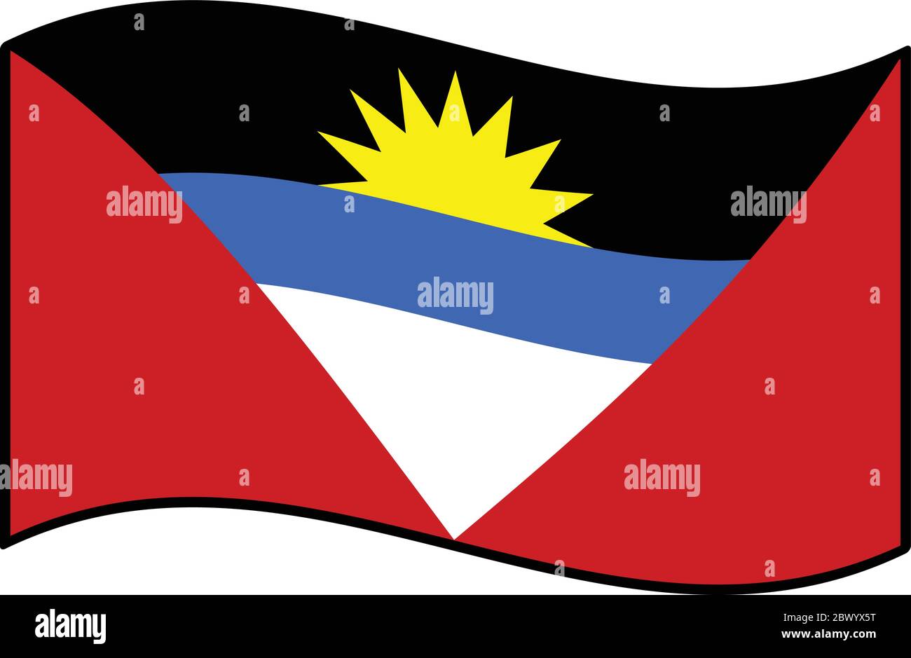 Bandera de Antigua y Barbuda - una ilustración de la Bandera de Antigua y Barbuda. Ilustración del Vector