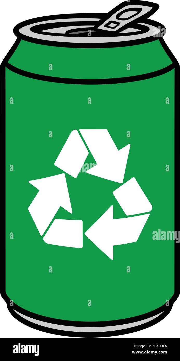 Verde aluminio lata con símbolo de reciclaje - una ilustración de dibujos  animados de una lata de aluminio verde con un símbolo de reciclaje Imagen  Vector de stock - Alamy
