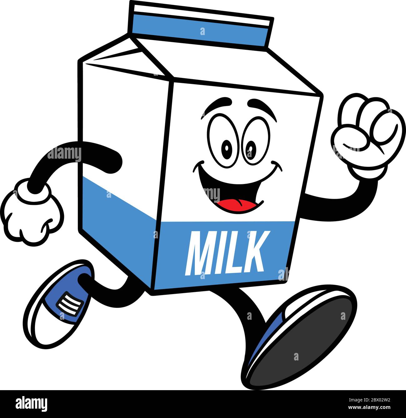 Milk Carton Mascot Running Una Ilustración De Dibujos Animados De Una Mascota De Milk Carton 