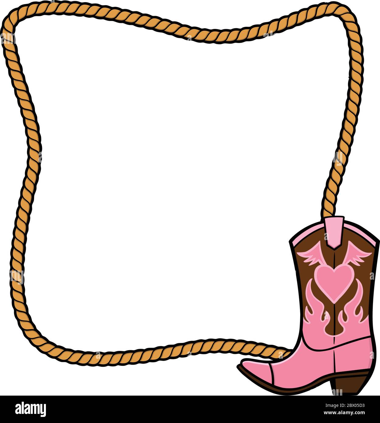 Marco de cuerda y bota de vaquero - una ilustración de un marco de cuerda y  botas de vaquero Imagen Vector de stock - Alamy