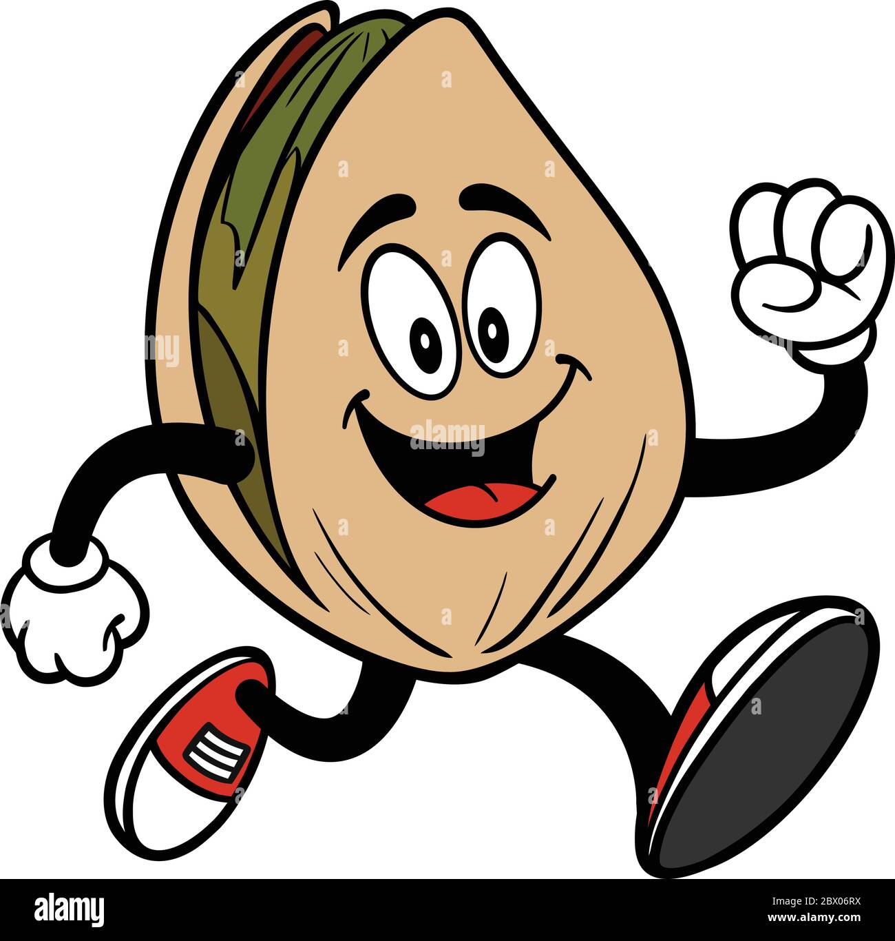 Pistacho Nut Running - una ilustración de dibujos animados de una mascota  de Pistacho Nut Running Imagen Vector de stock - Alamy