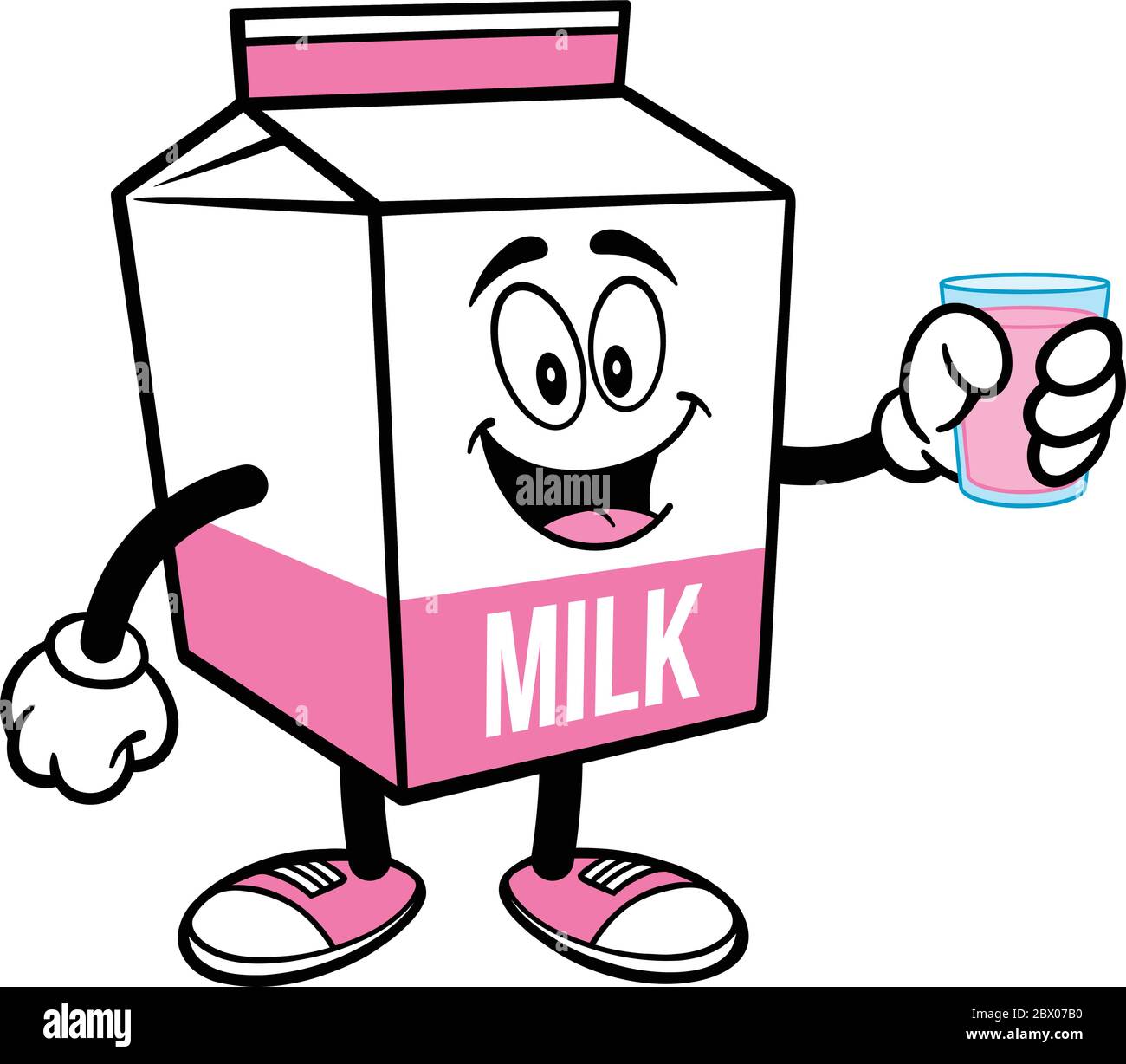 Mascota de cartón de leche con un vaso de leche - una ilustración de  dibujos animados de una mascota de cartón de leche con un vaso de leche  Imagen Vector de stock -