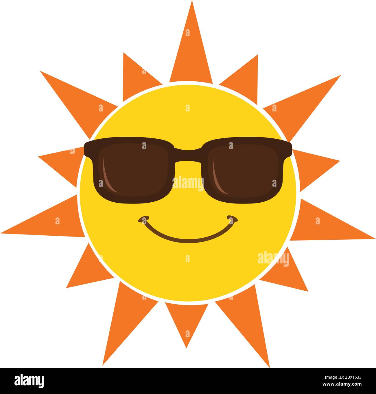 Sol con gafas de sol dibujos animados vector ilustración aislada sobre  fondo blanco Imagen Vector de stock - Alamy