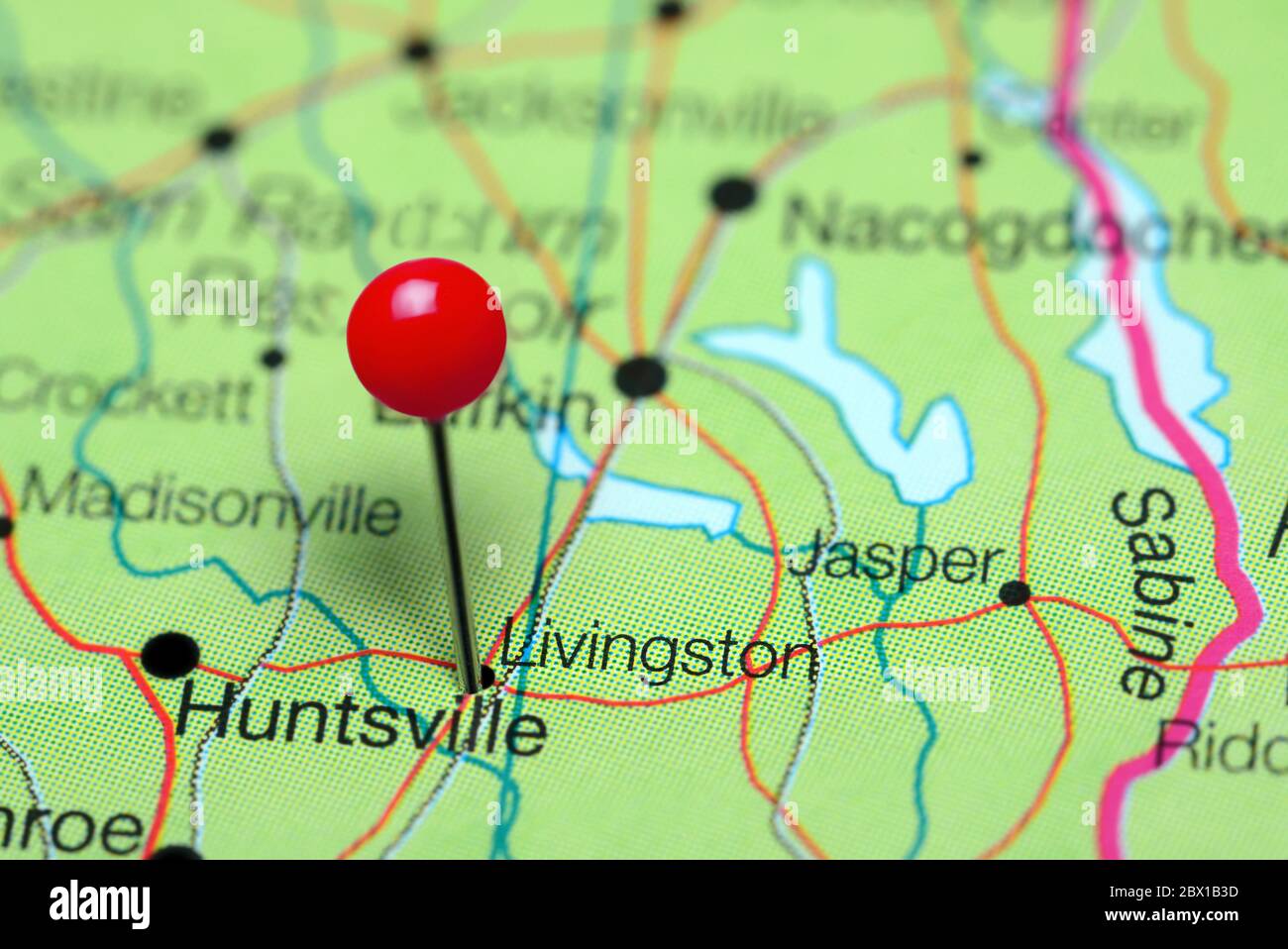 Livingston cubrió un mapa de Texas, EE.UU Foto de stock