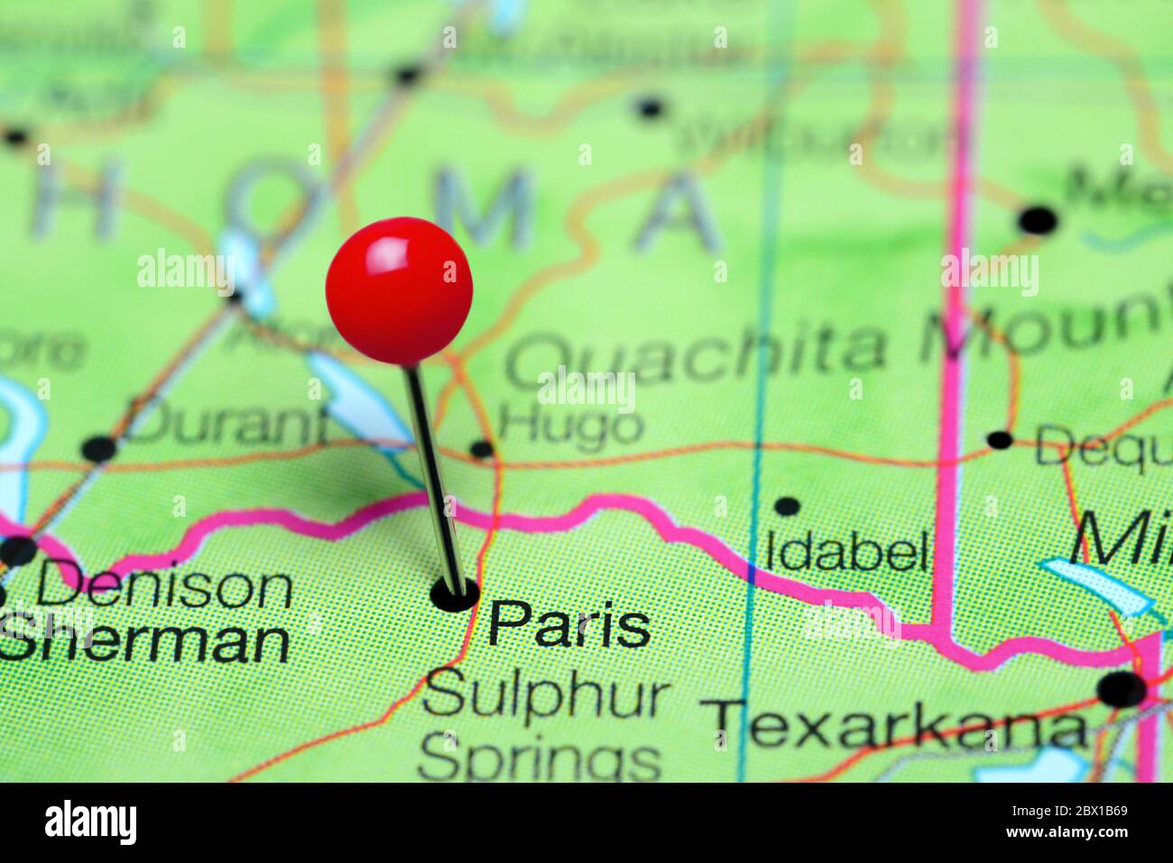 París cubrió un mapa de Texas, EE.UU Foto de stock