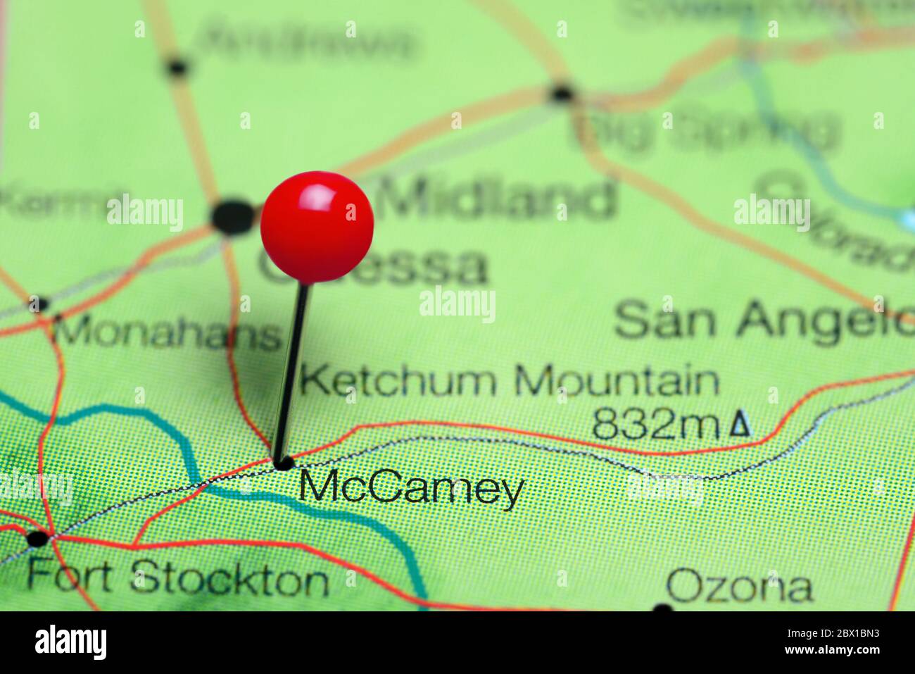 McCamey cubrió un mapa de Texas, EE.UU Foto de stock