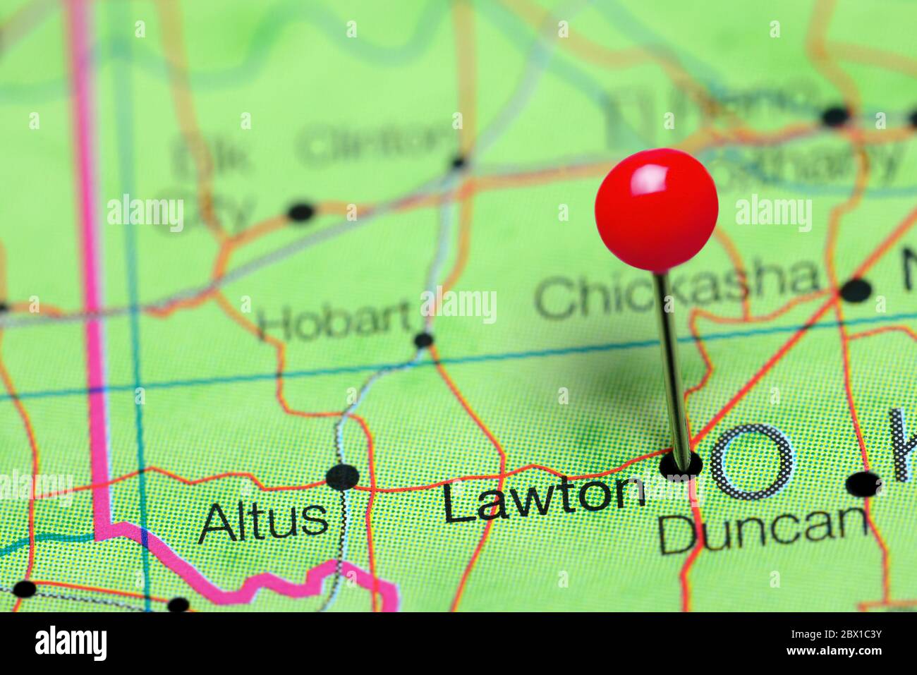 Lawton cubrió un mapa de Oklahoma, EE.UU Foto de stock
