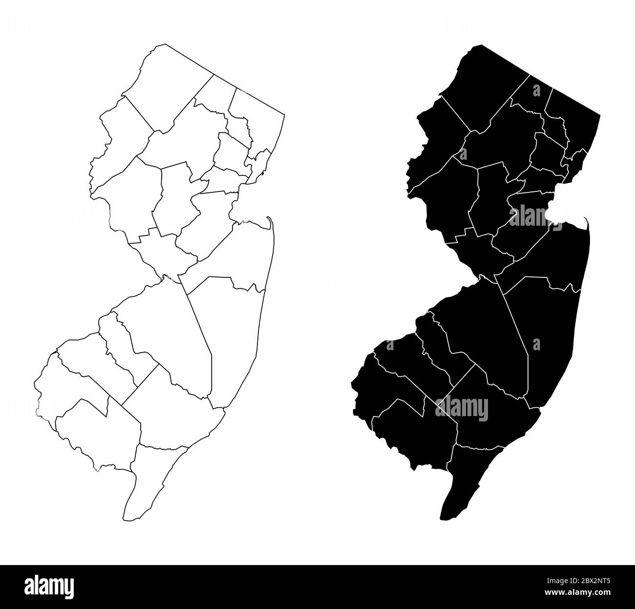 Mapas del condado de Nueva Jersey Ilustración del Vector