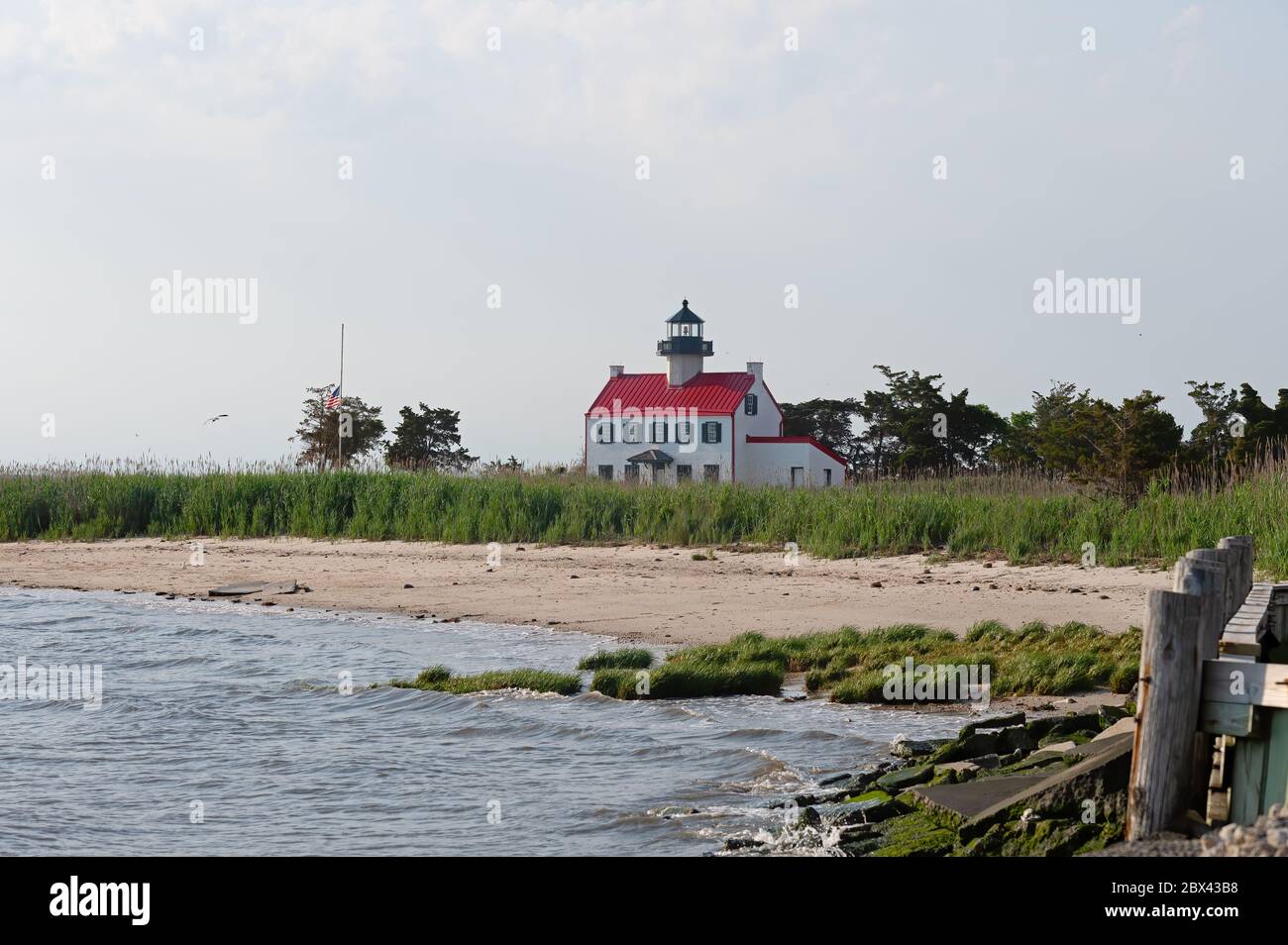 Faro East Point Delaware Bay Nueva Jersey Foto de stock