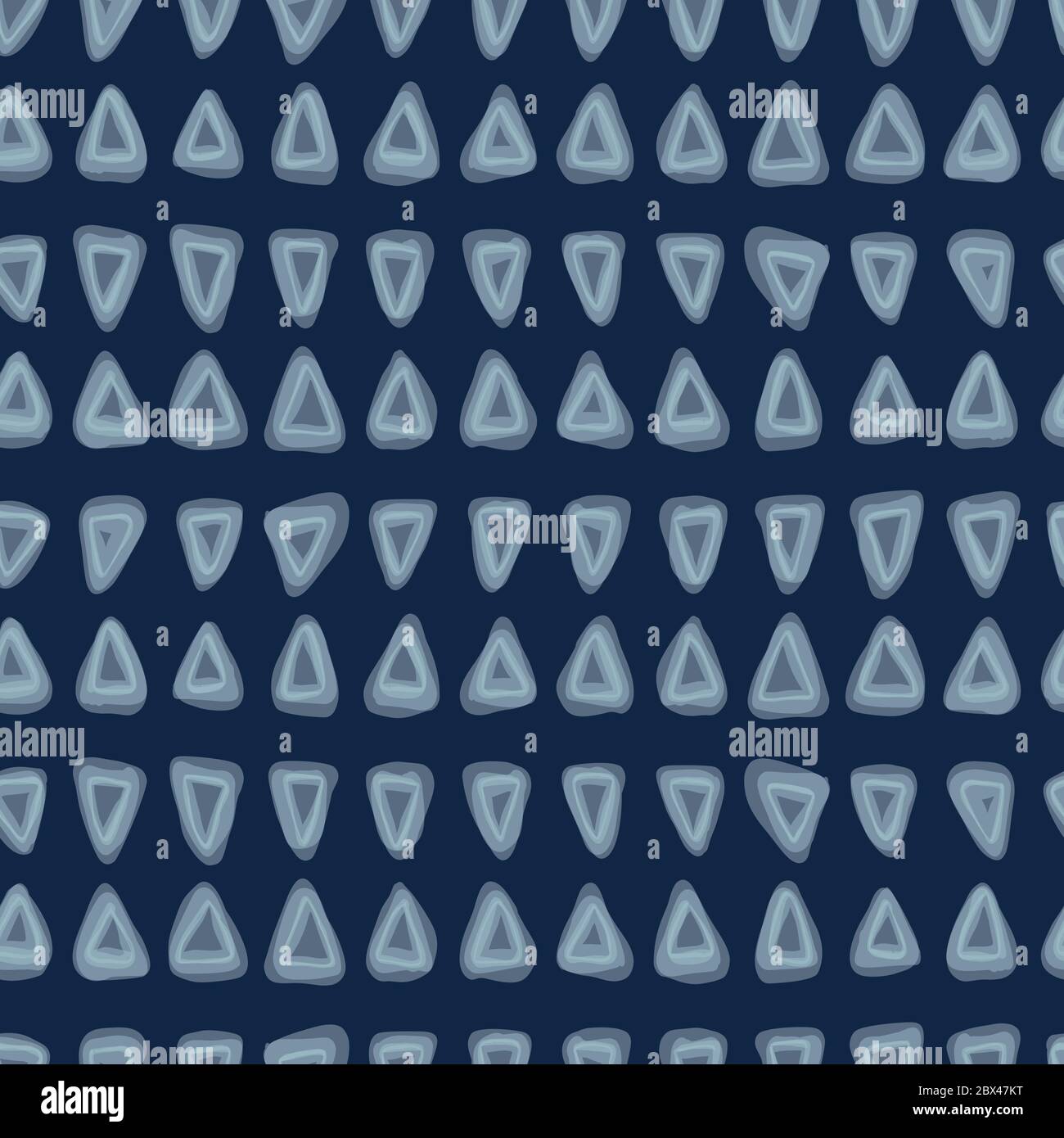 Shibori Background.Tie Dye Indigo Triángulo azul textura Geo. Patrón sin costuras blanqueados hechos a mano resistentes. Agua de la cáscara de agua textil. Japonés o. Ilustración del Vector