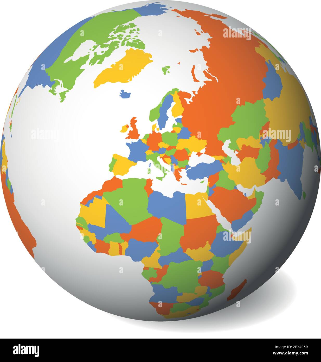 Mapa político de Europa en blanco. Globo terráqueo 3D con mapa de colores.  Ilustración vectorial Imagen Vector de stock - Alamy