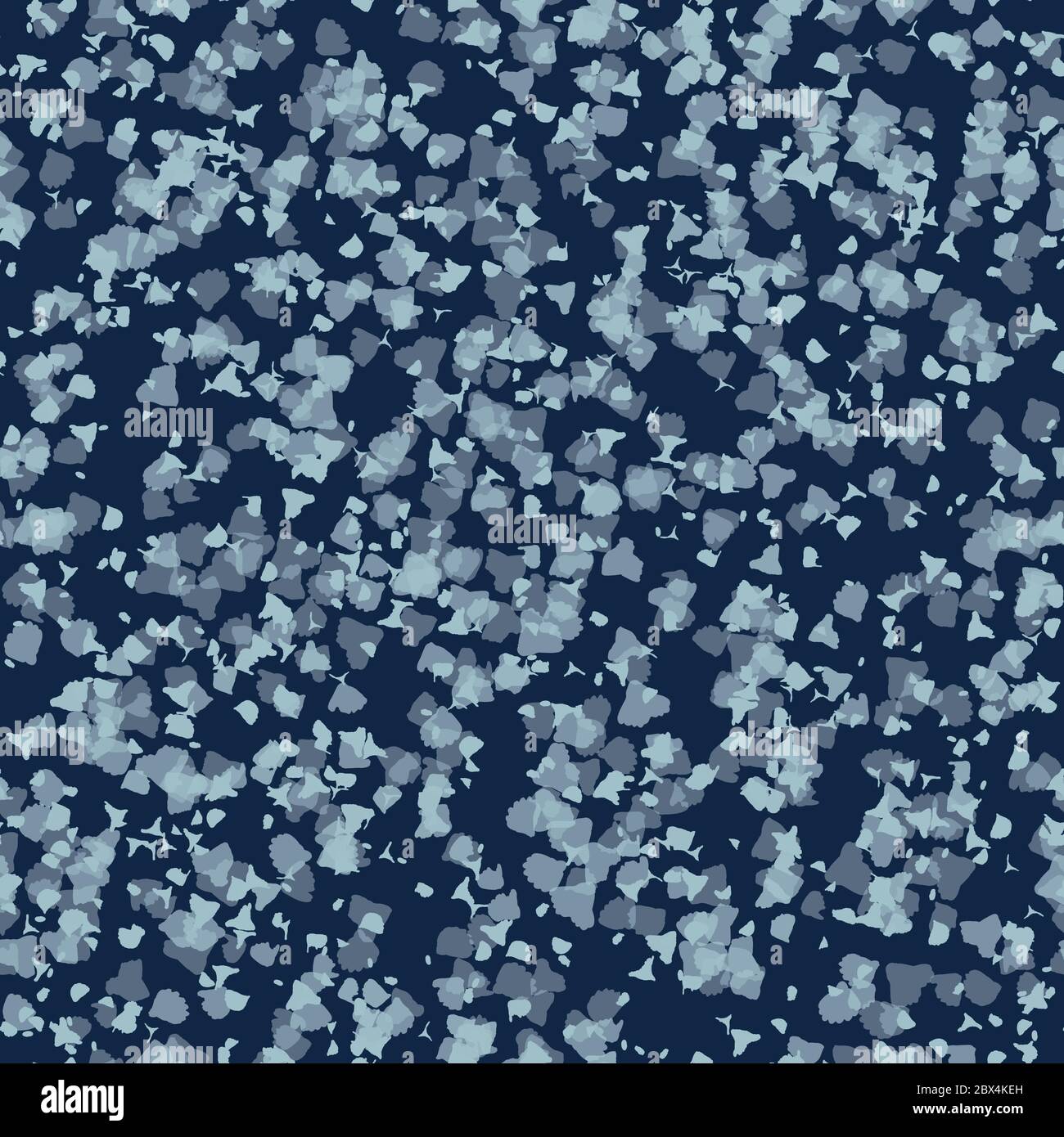 Shibori Background.Tie Dye Indigo azul Confetti textura. Patrón sin costuras blanqueadas resistentes a moteado. Efecto acuarela Textil. Japonés o indonesio Ilustración del Vector