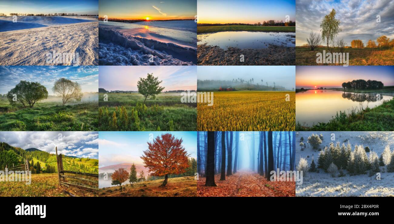 Doce Imágenes de colores de paisaje para Calendario Fotografía de stock -  Alamy