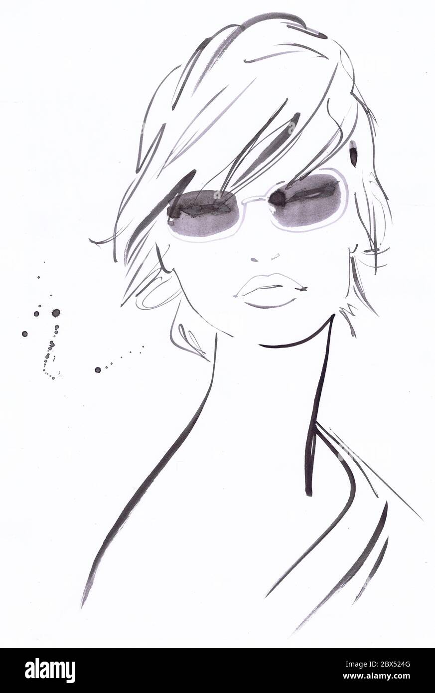 Retrato de mujer con gafas de sol Foto de stock