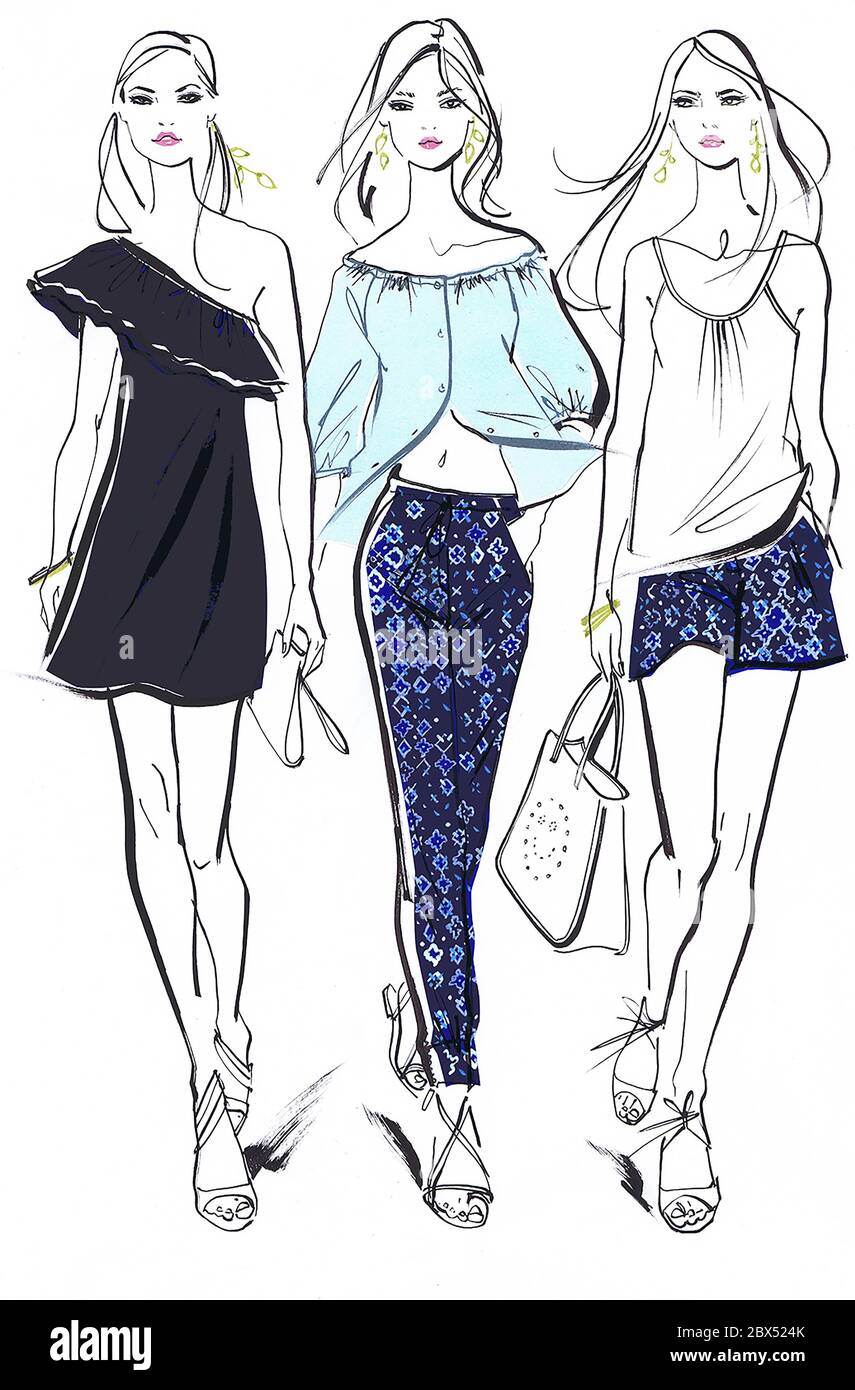 Tres mujeres jóvenes de moda Foto de stock