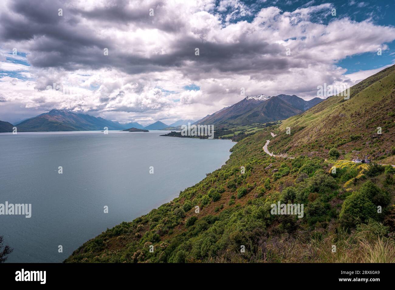 El lago Wakatipu, Isla del Sur, Nueva Zelanda Foto de stock