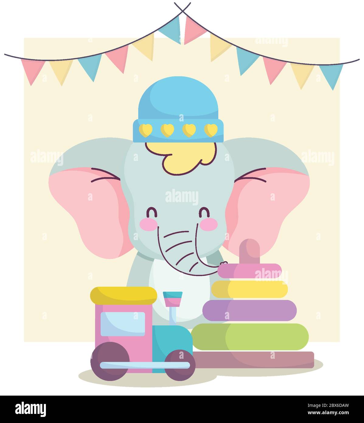 Tarjeta de felicitación para la ducha del bebé con el niño y la niña del  elefante del cute Imagen Vector de stock - Alamy