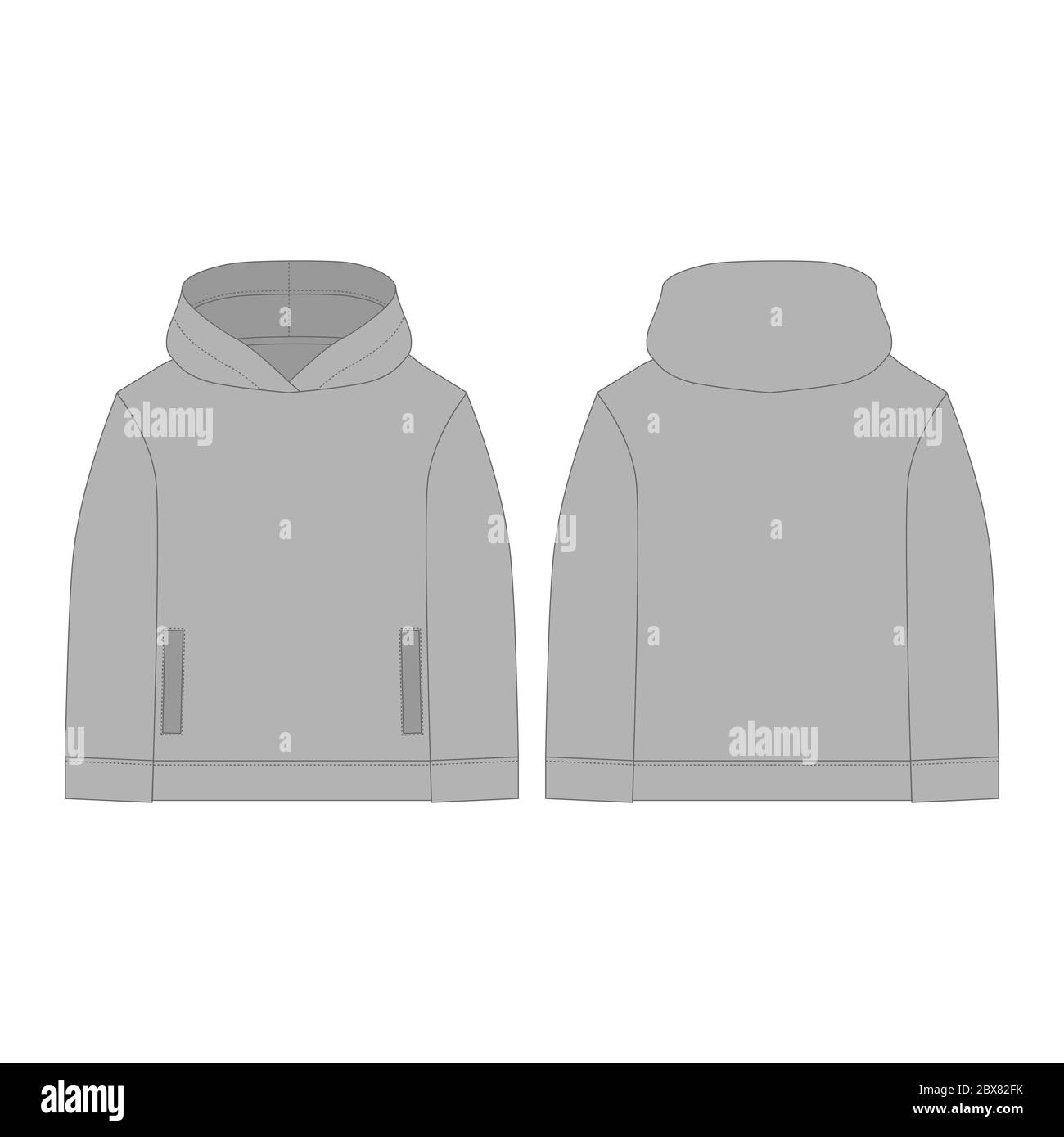 Sudadera gris con capucha para niños aislada sobre fondo blanco. Dibujo  técnico ropa de niños con capucha. Ilustración de moda vectorial Imagen  Vector de stock - Alamy