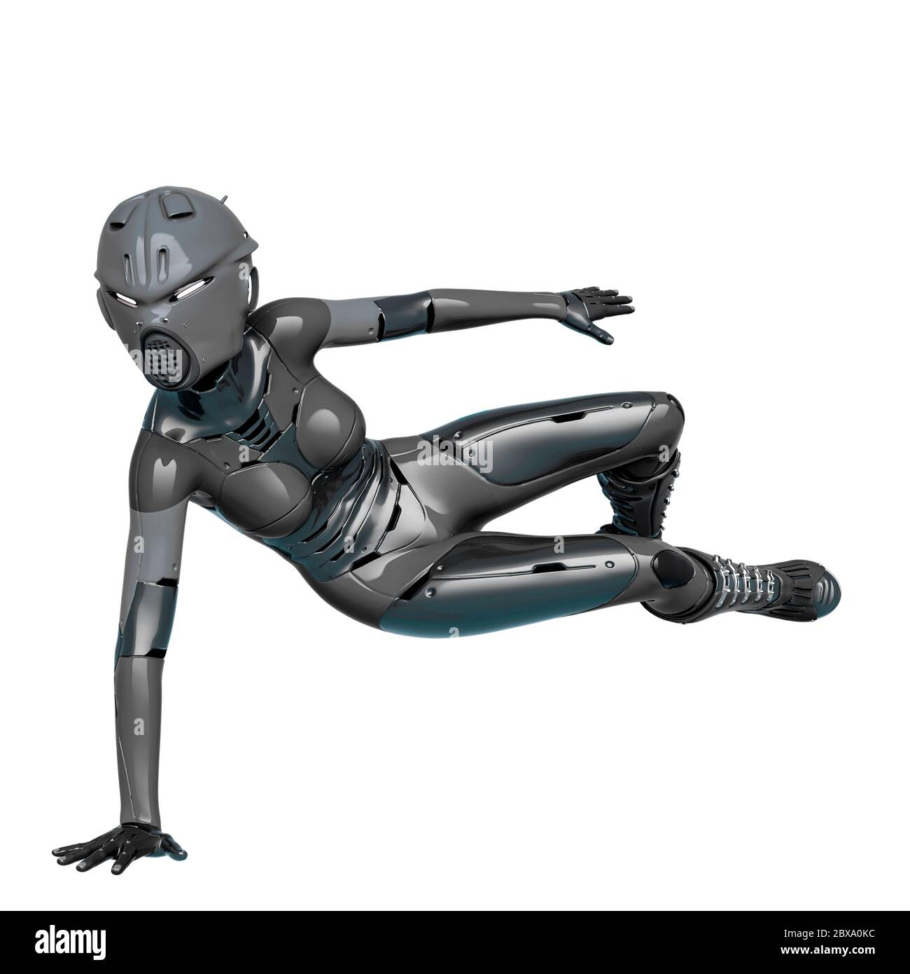 Super Soldado Hembra Esta Saltando Este Super Cyborg En El Camino De Recorte Es Muy Util Para Las Creaciones De Diseno Grafico Ilustracion 3d Fotografia De Stock Alamy