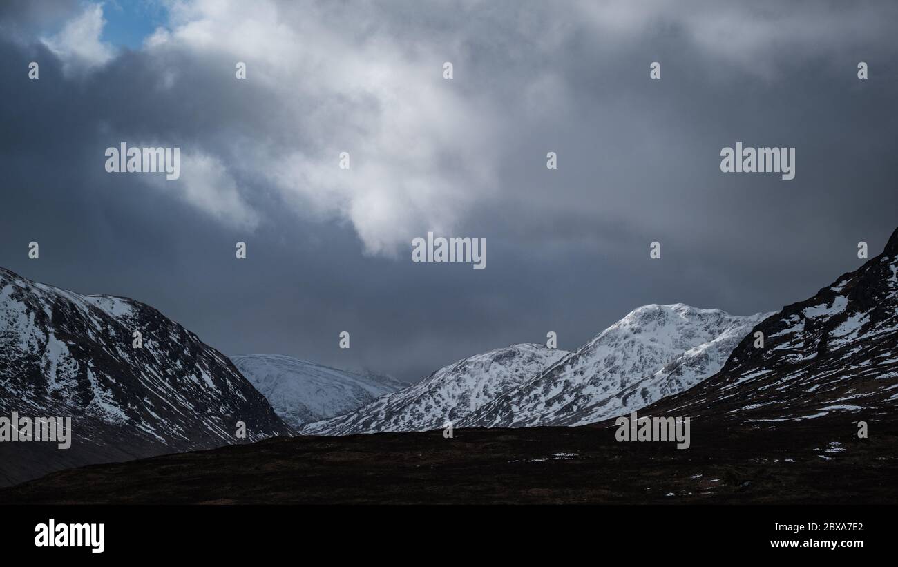 Glencoe en las Highlands escocesas Foto de stock
