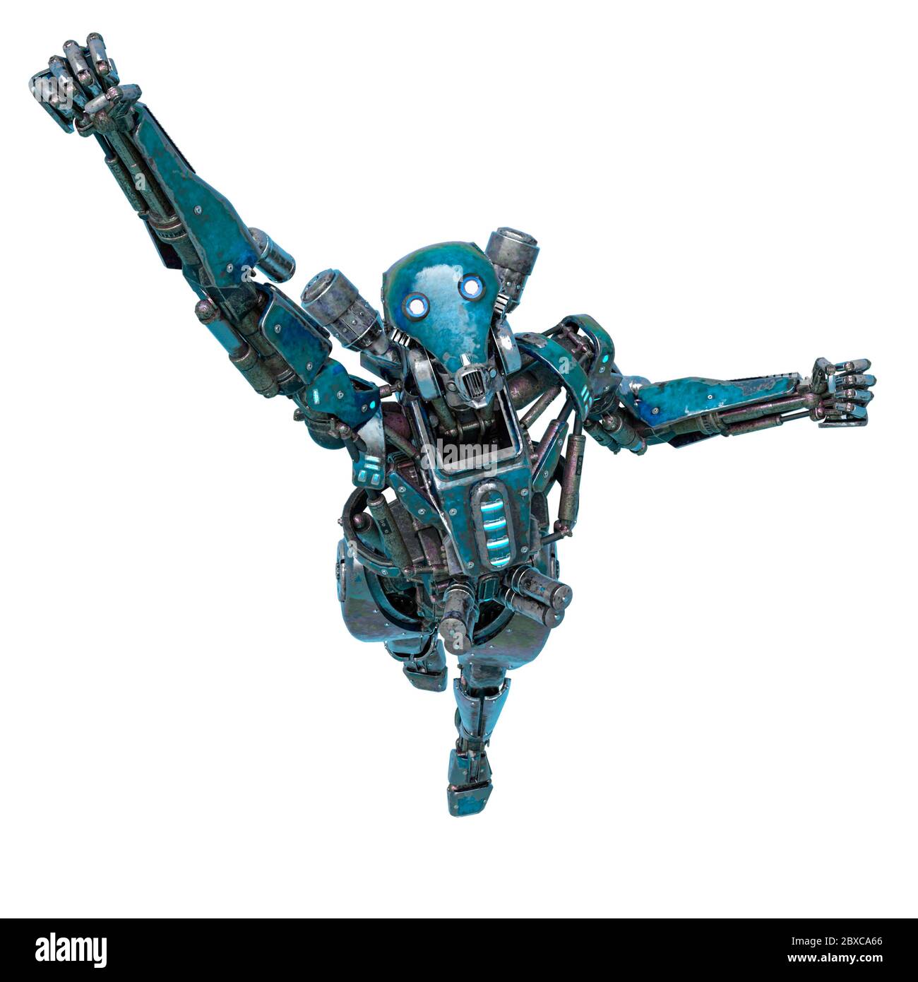 robot ninja volando en un fondo blanco. Este cibersoldado en el camino de  corte es muy útil para creaciones de diseño gráfico, ilustración 3d  Fotografía de stock - Alamy