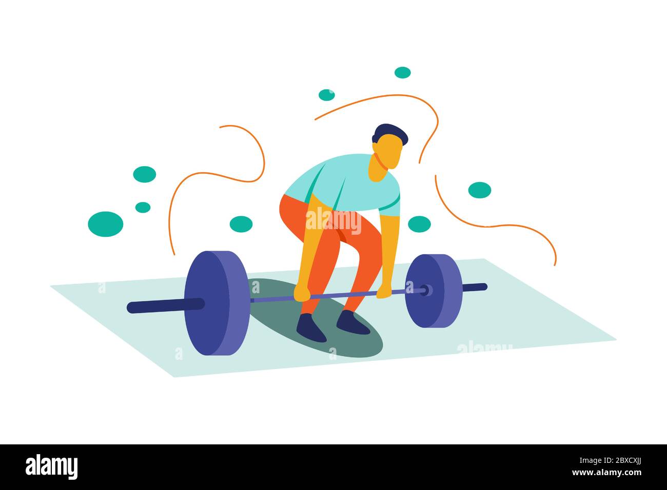 Hombre atleta en ropa deportiva haciendo ejercicios con pesas rusas  mientras está de pie en el gimnasio cross fit, bombeando los músculos del  brazo, entrenando solo. deporte, concepto de levantamiento de pesas
