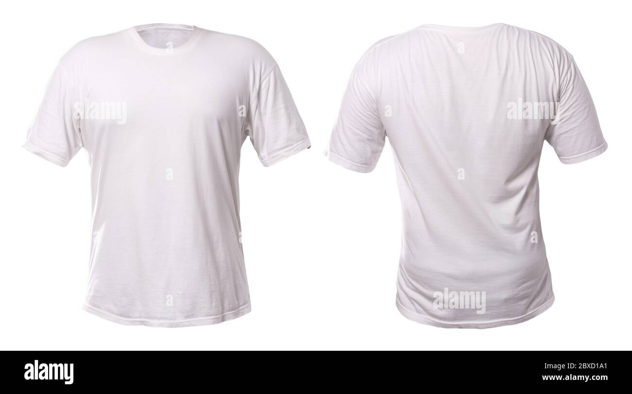 Plantilla de camiseta blanca en blanco para hombre, parte delantera y  trasera, maniquí invisible, diseño de diseño para imprimir, aislado sobre  fondo blanco Fotografía de stock - Alamy