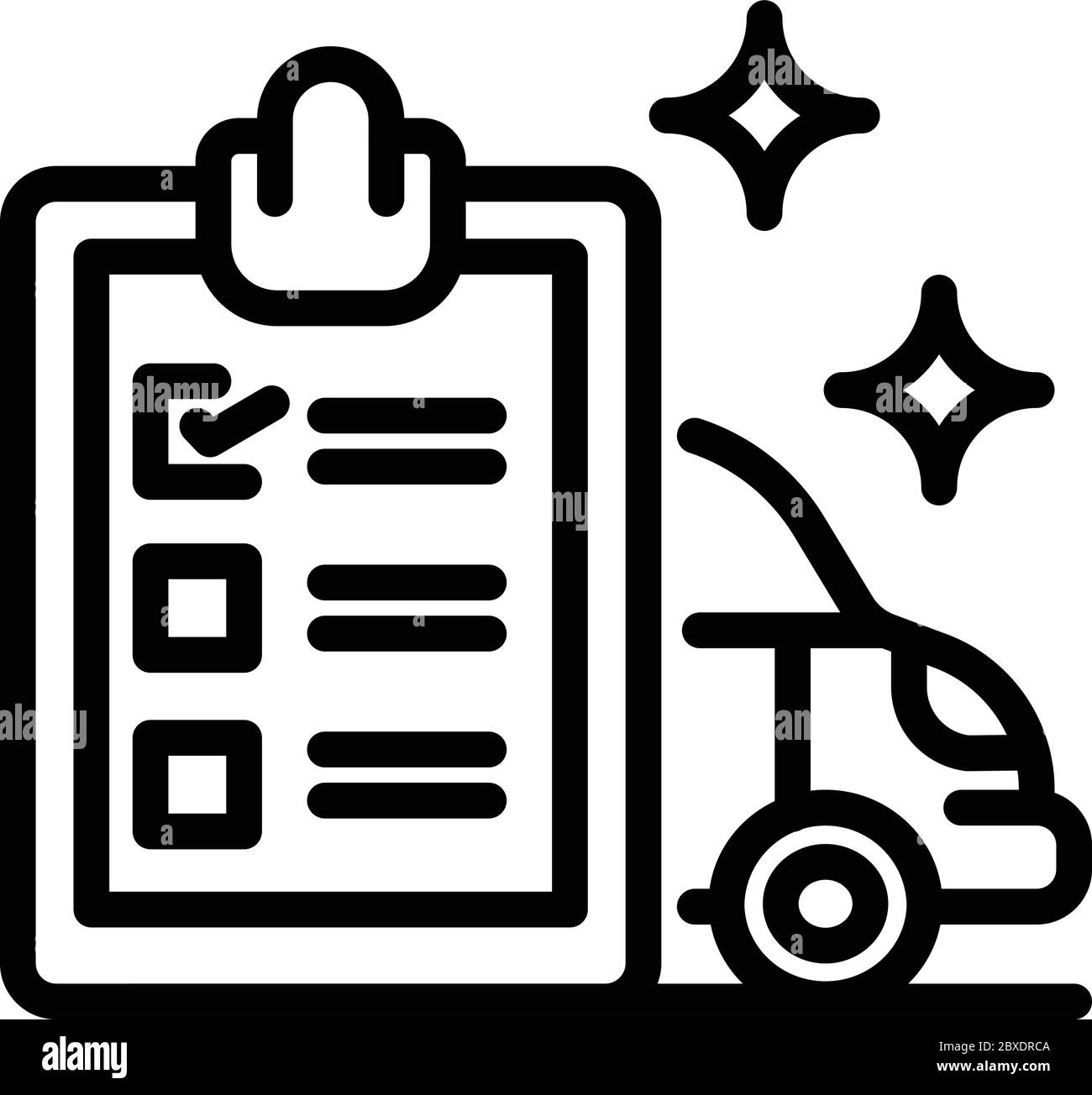 Icono de lista de comprobación de reparación de automóviles, estilo de esquema Ilustración del Vector