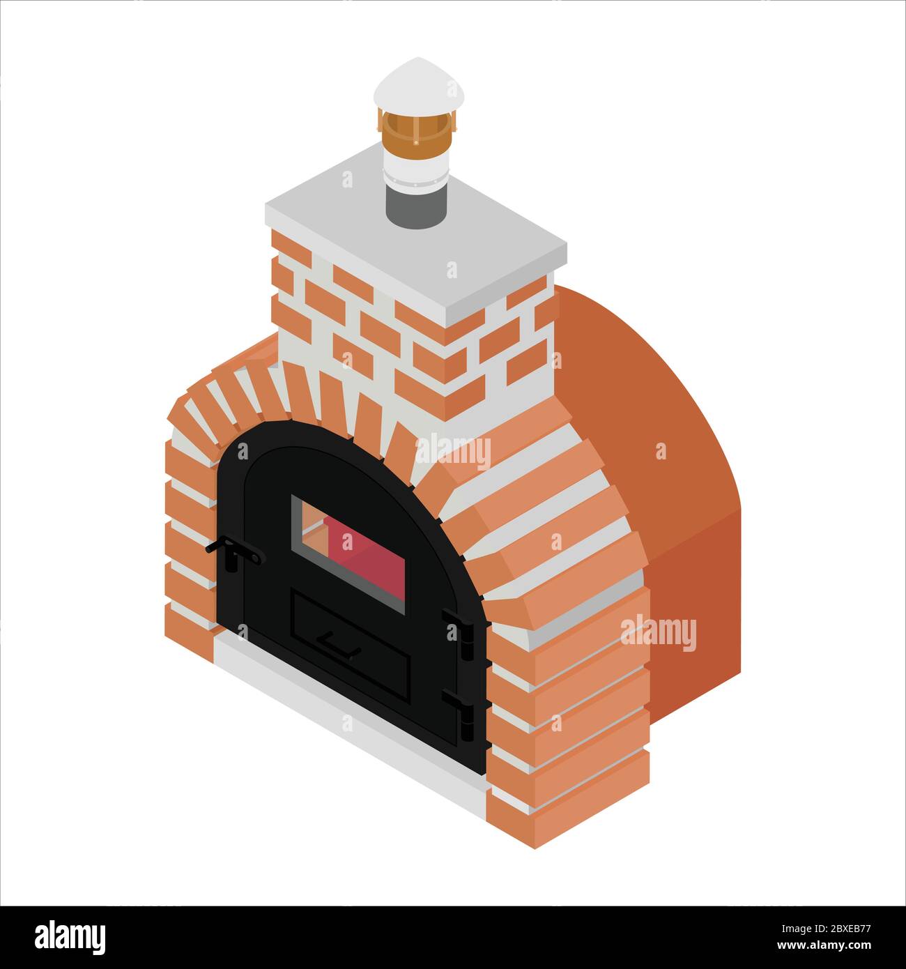Horno tradicional de ladrillo para cocinar y hornear pizza vista isométrica  aislada sobre fondo blanco Imagen Vector de stock - Alamy