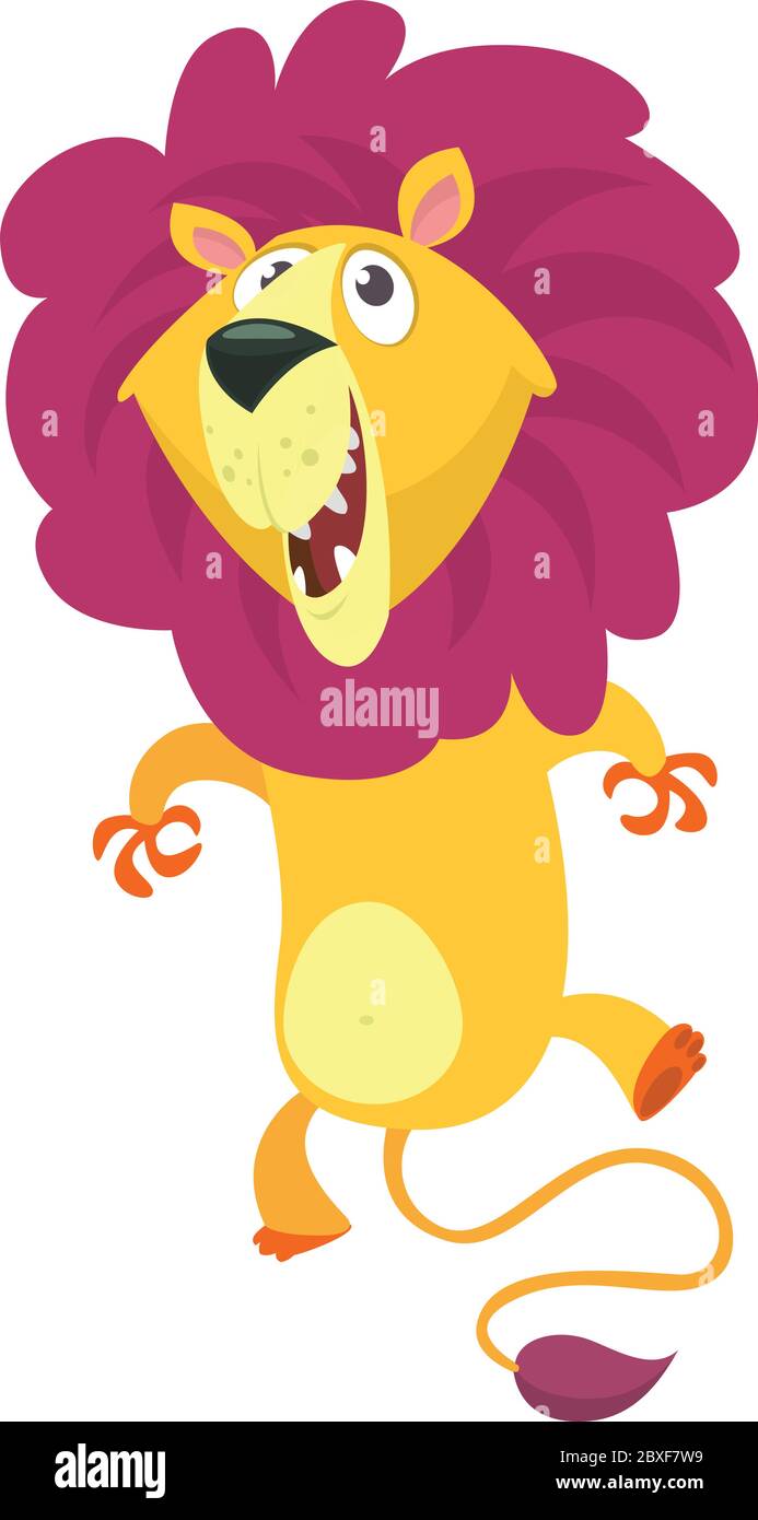 Lindo Personaje De Leon De Dibujos Animados Recoleccion De Animales Salvajes Educacion Del Bebe Aislado Fondo Blanco Diseno Plano Ilustracion Vectorial Imagen Vector De Stock Alamy