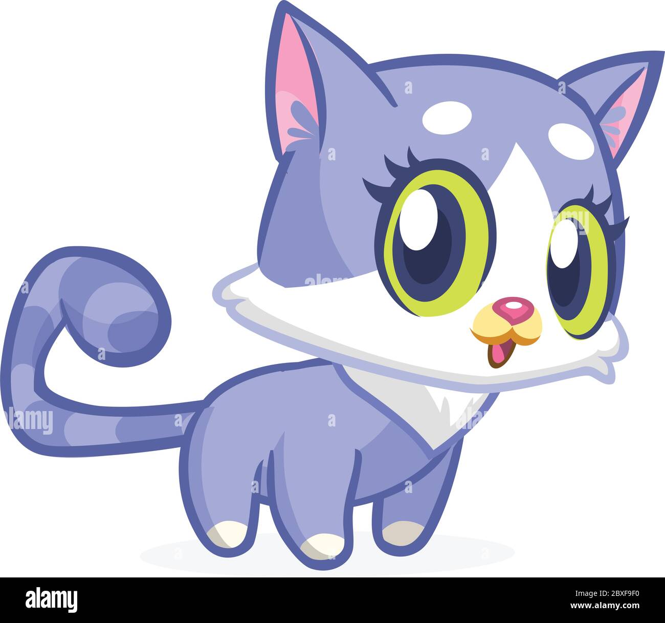 Lindo y bonito gatito de dibujos animados. Ilustración vectorial Imagen  Vector de stock - Alamy