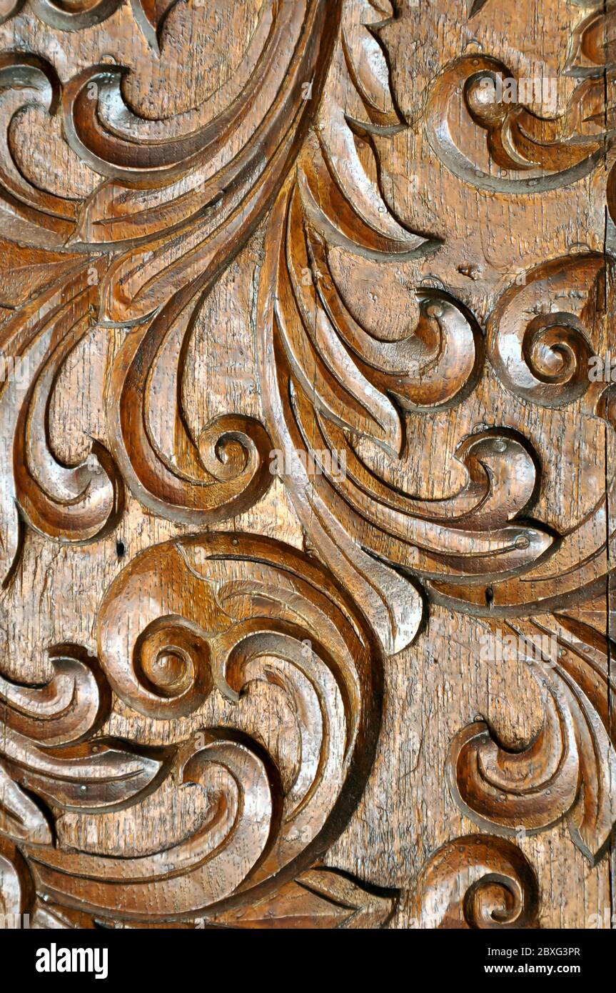 Textura de madera tallada en el interior. Foto de stock